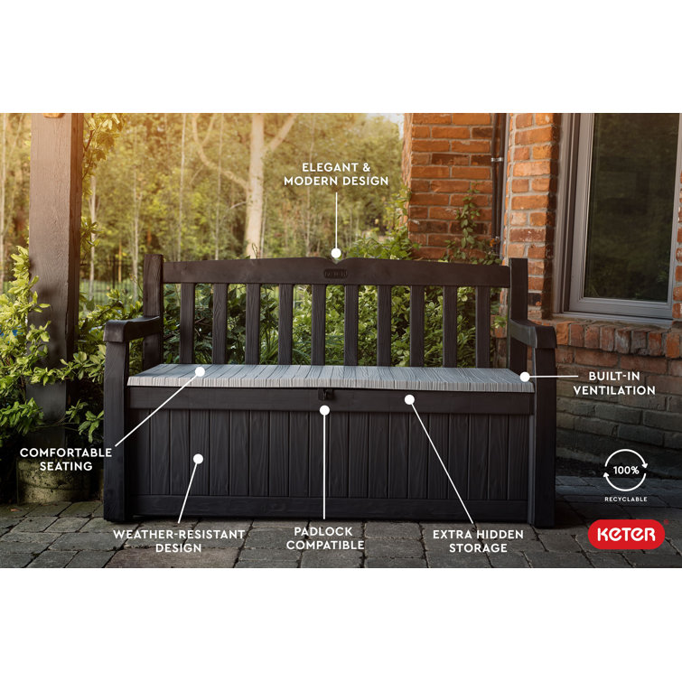 Keter eden 70 gal all weather online outdoor patio storage bench deck box